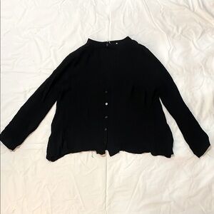 Black Long Sleeve Chocker Collar Down Shirt